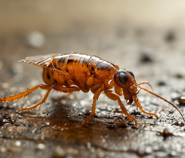 Macro shot of flea parasite demonstrating importance of professional flea removal services
